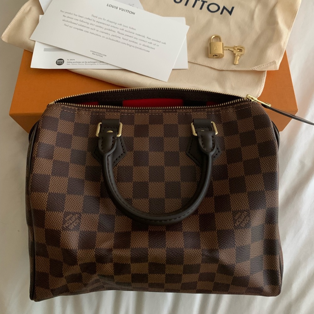 Louis Vuitton Damier Ebene Satchel with Red Interior NWT